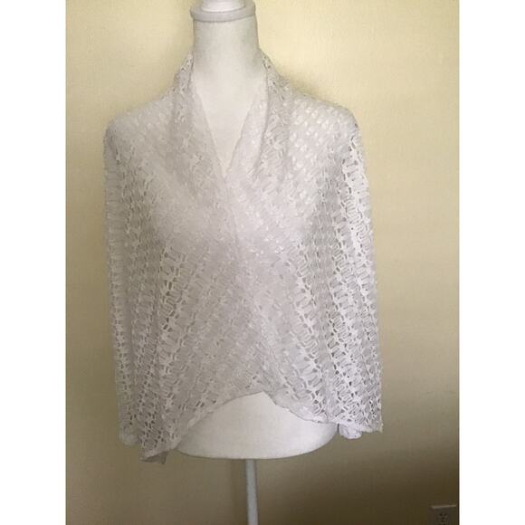 hearts of palm Jackets & Blazers - Women's White Cardigan Style Open Jacket Lacey White Covering by Hearts of Palm